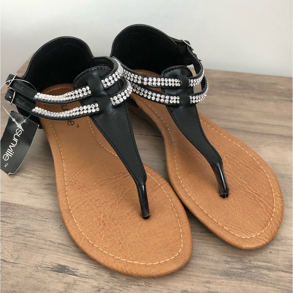 Sunville Black with Diamonds Sandals